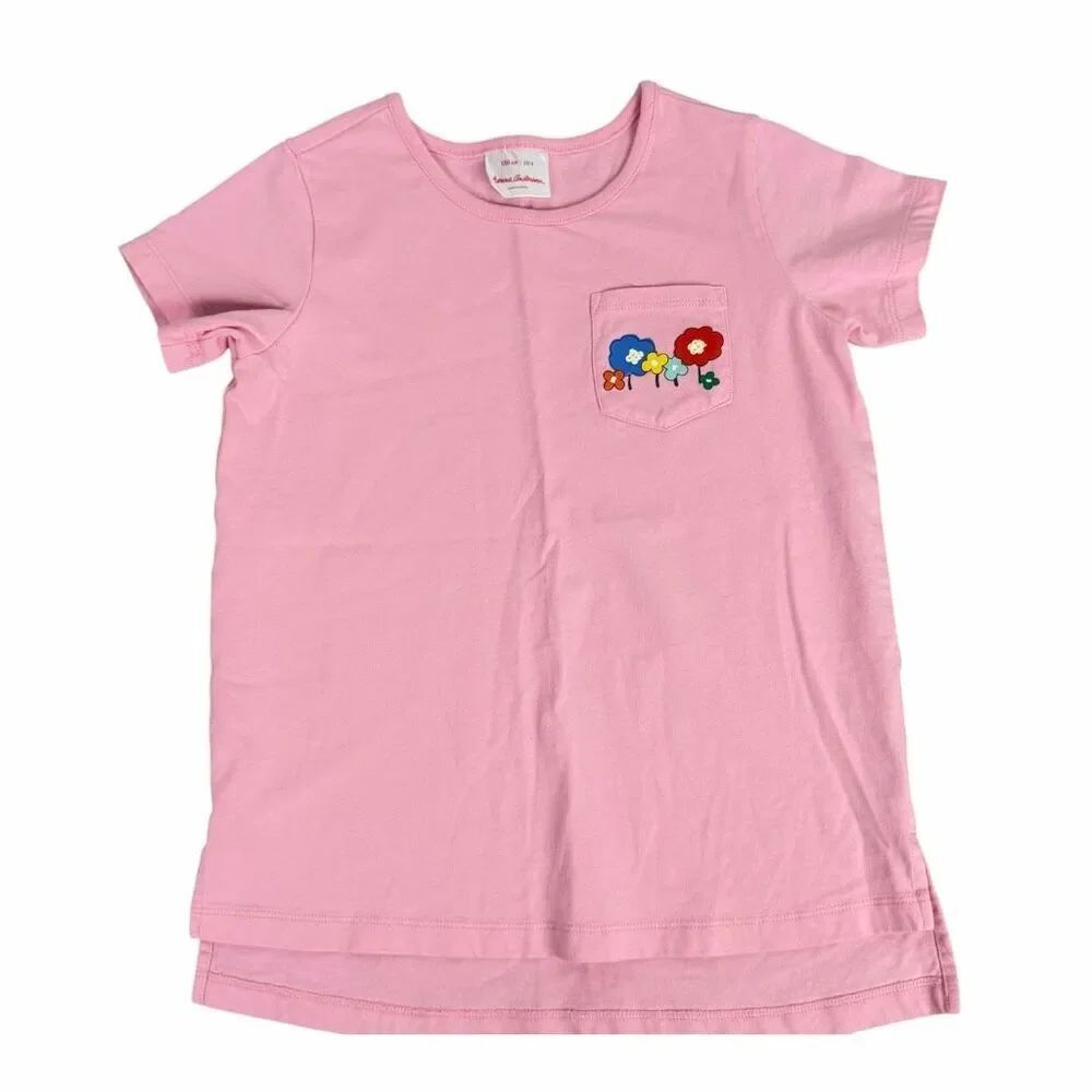 Hanna Andersson 8 Floral Pocket Art T-shirt Pink Short Sleeve